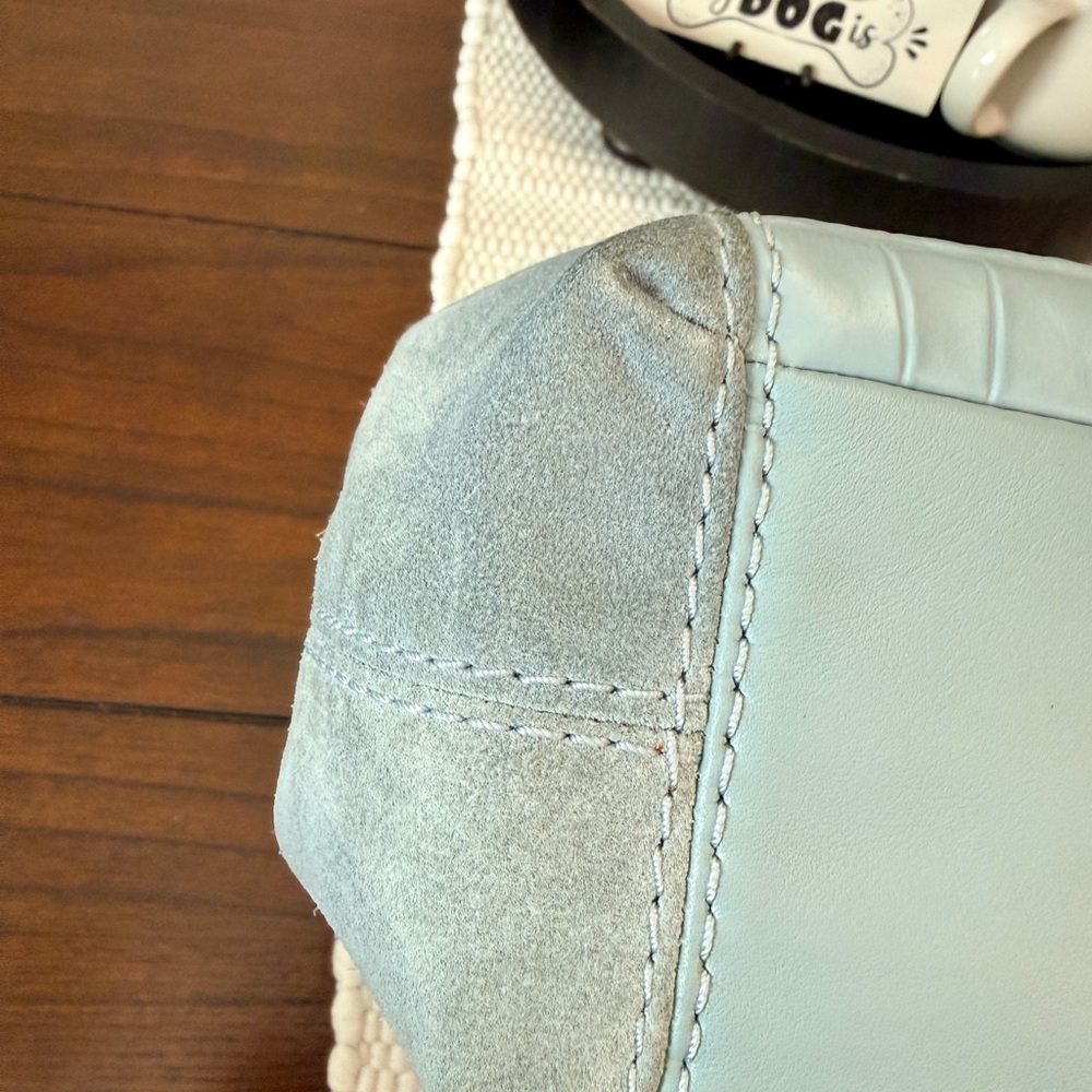 Coach Sky Blue Croc-Embossed Shoulder Bag and Wallet - Picture 7 of 15